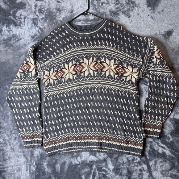 Vintage Structure Knit Long Sleeve Geometric Sweater Crewneck Size Large - Picture 1 of 7